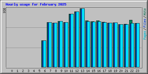 Hourly usage for February 2025